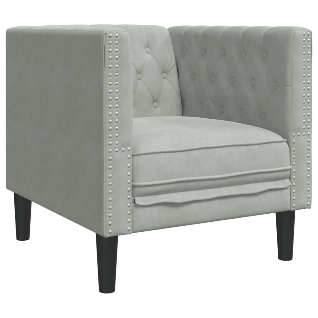 vidaXL Πολυθρόνα Chesterfield Ανοιχτό Γκρι Βελούδινη