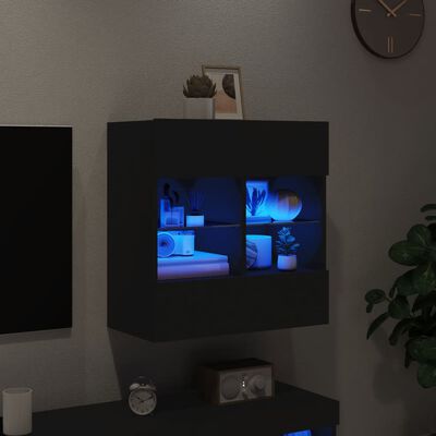 vidaXL Έπιπλο Τοίχου Τηλεόρασης με LED Μαύρο 58,5x30x60,5 εκ.