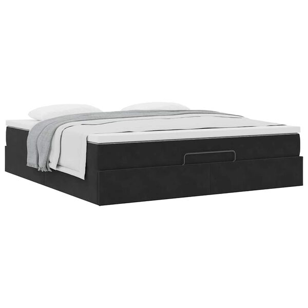 vidaXL Οθωμανικό κρεβάτι με στρώμα Μαύρο 180x200cm Velvet
