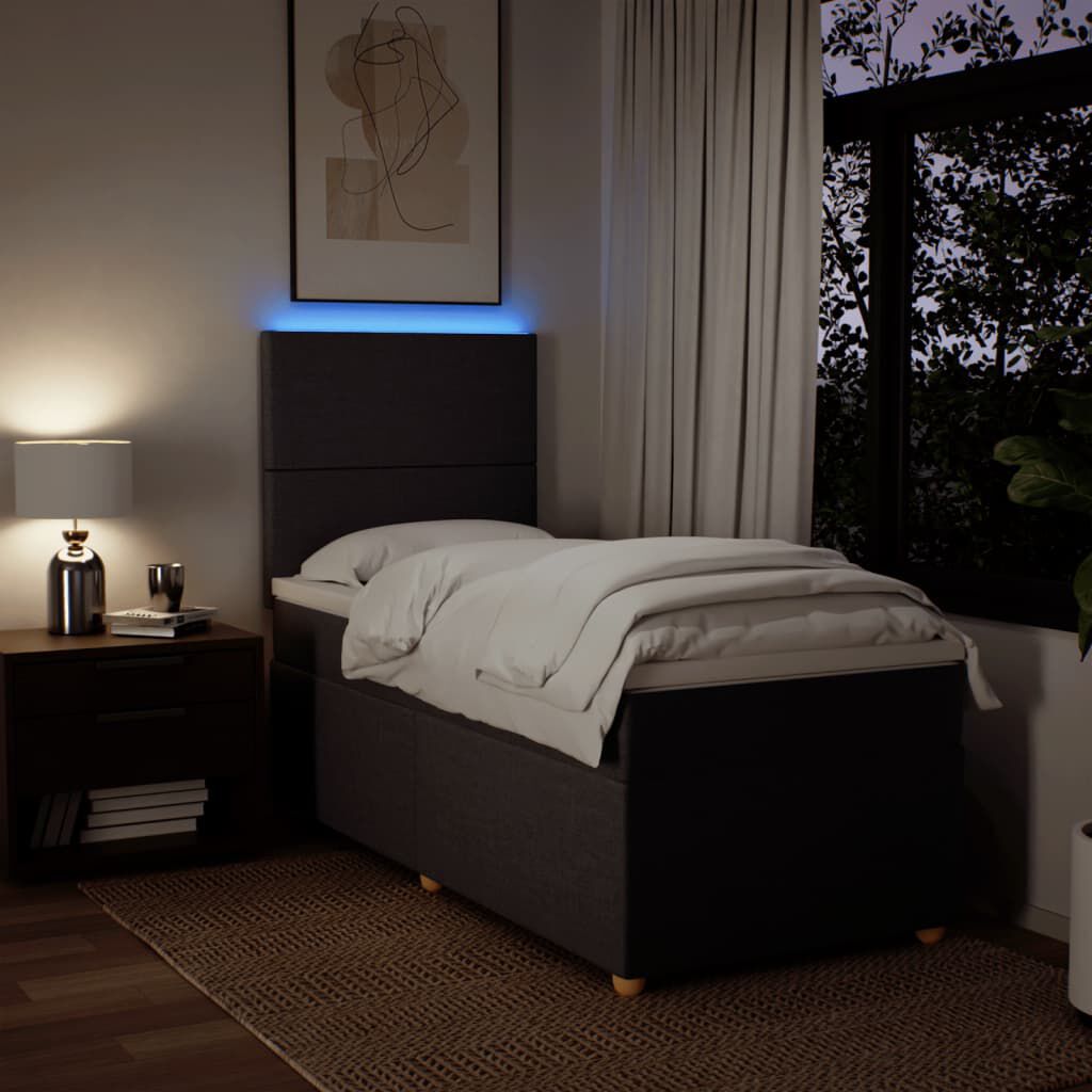 vidaXL Κρεβάτι Boxspring με Στρώμα Σκούρο Καφέ 80x200 εκ. Υφασμάτινο