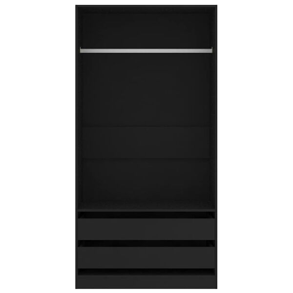 vidaXL Ντουλάπα Μαύρη 100 x 50 x 200 εκ. από Επεξ. Ξύλο