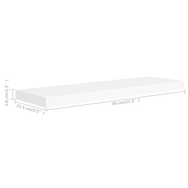 vidaXL Ράφια Τοίχου 2 τεμ. Άσπρα 80x23,5x3,8 εκ. MDF