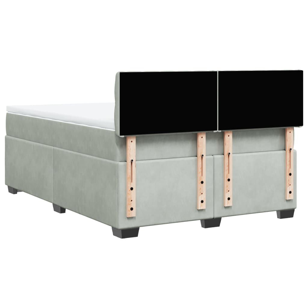 vidaXL Κρεβάτι Boxspring με Στρώμα Ανοιχτό Γκρι 140x190 εκ. Βελούδινο