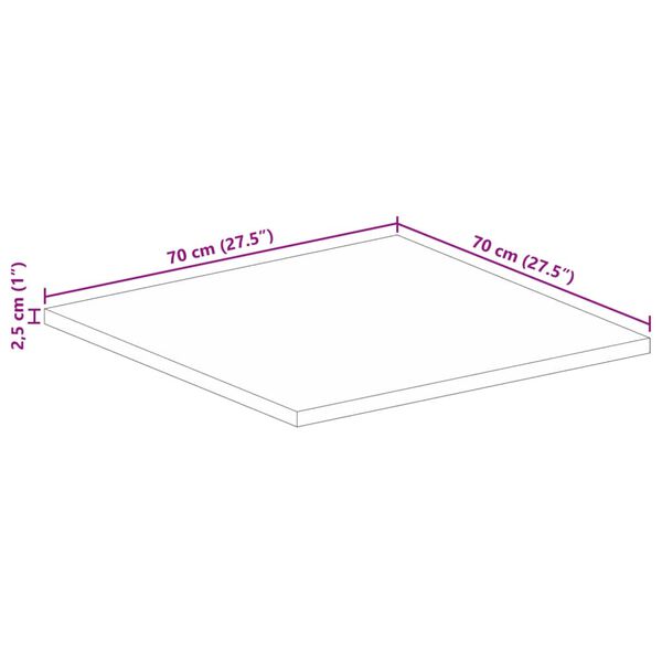 vidaXL Επιφάνεια Τραπεζιού Τετράγωνη 70x70x2,5 εκ. Μασίφ Ξύλο Ακακίας