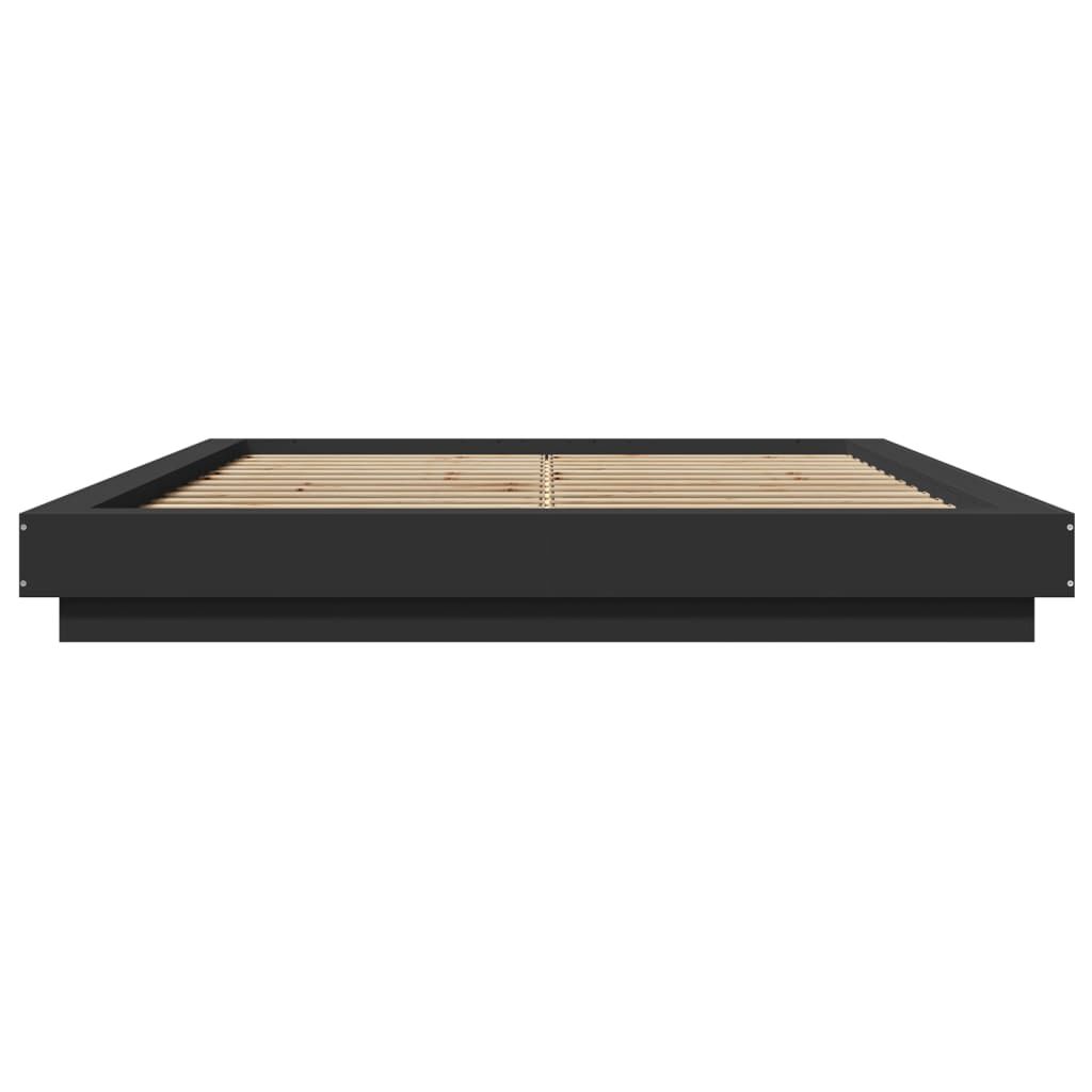 vidaXL Πλαίσιο Κρεβατιού με LED Μαύρο 160x200 εκ Επεξεργ. Ξύλο