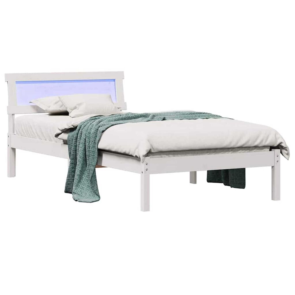 vidaXL Σκελετός Κρεβατιού Λευκό 90 x 190 cm Μασίφ ξύλο πεύκου