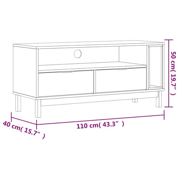 vidaXL Έπιπλο Τηλεόρασης FLAM 110 x 40 x 50 εκ. από Μασίφ Ξύλο Πεύκου
