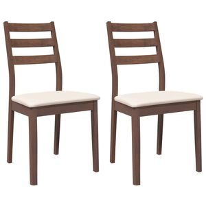 vidaXL Καρέκλες τραπεζαρίας με μαξιλάρια 2 τεμάχια Καφέ μασίφ ξύλο