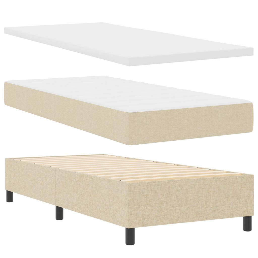vidaXL Κρεβάτι Box Spring με στρώμα & LED μπεζ 100x200 εκ. Ύφασμα