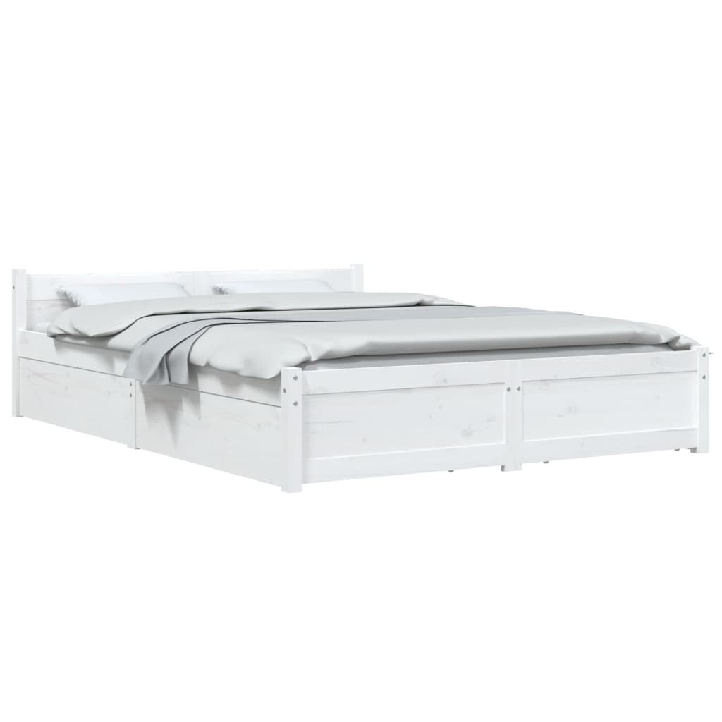 vidaXL Πλαίσιο Κρεβατιού με Συρτάρια Λευκό 140 x 200 εκ.