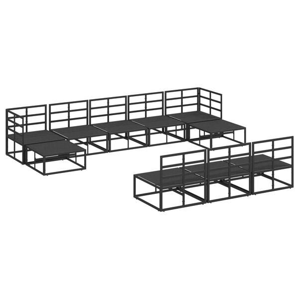 vidaXL Σετ Καναπέ Κήπου 10 pcs Μαύρο 353 x 141.5 x 71 εκ Αλουμίνιο