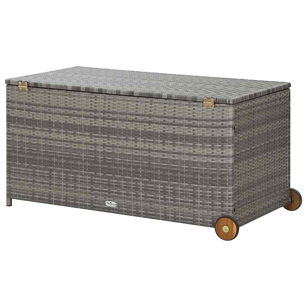 vidaXL Κουτί Αποθήκευσης Κήπου Ανοιχτό Γκρι 120x65x61 εκ. Συνθ. Ρατάν