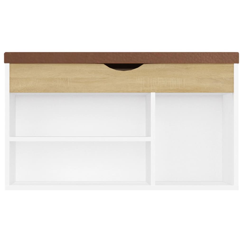 vidaXL Παπουτσοθήκη Λευκή/Sonoma Δρυς 80x30x47εκ Επεξ. Ξύλο+ Μαξιλάρι