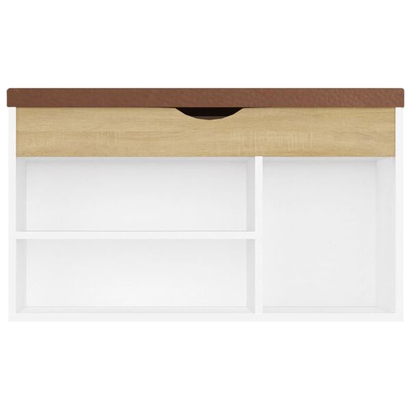 vidaXL Παπουτσοθήκη Λευκή/Sonoma Δρυς 80x30x47εκ Επεξ. Ξύλο+ Μαξιλάρι