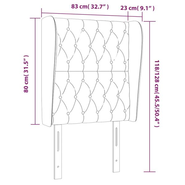 vidaXL Κεφαλάρι με Πτερύγια Σκούρο Μπλε 83x23x118/128 εκ. Βελούδινο