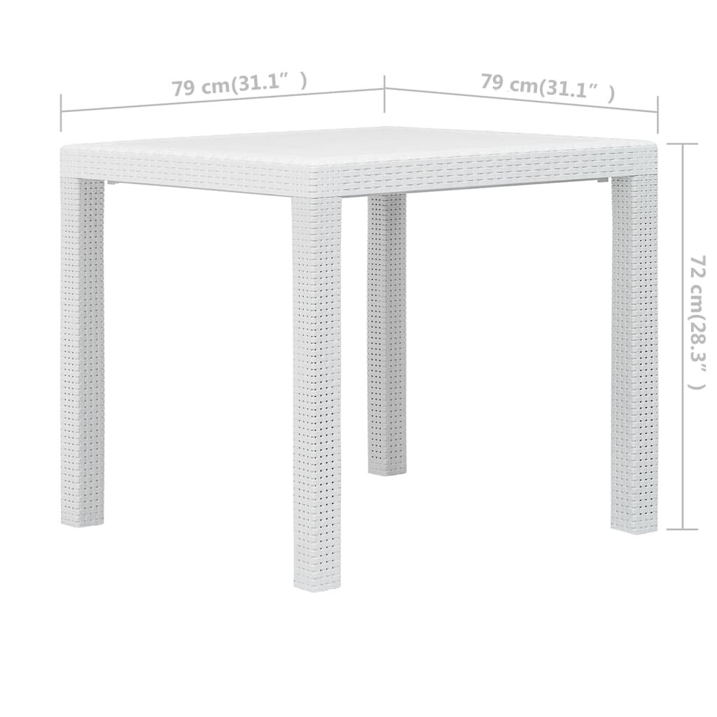 vidaXL Τραπέζι Κήπου Λευκό με Εμφάνιση Ρατάν 79x79x72 εκ. Πλαστικό