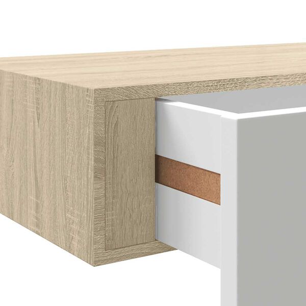 vidaXL Ράφια Τοίχου Συρτάρια 2 τεμ. Δρυς/Λευκό 60x23,5x10 εκ από MDF