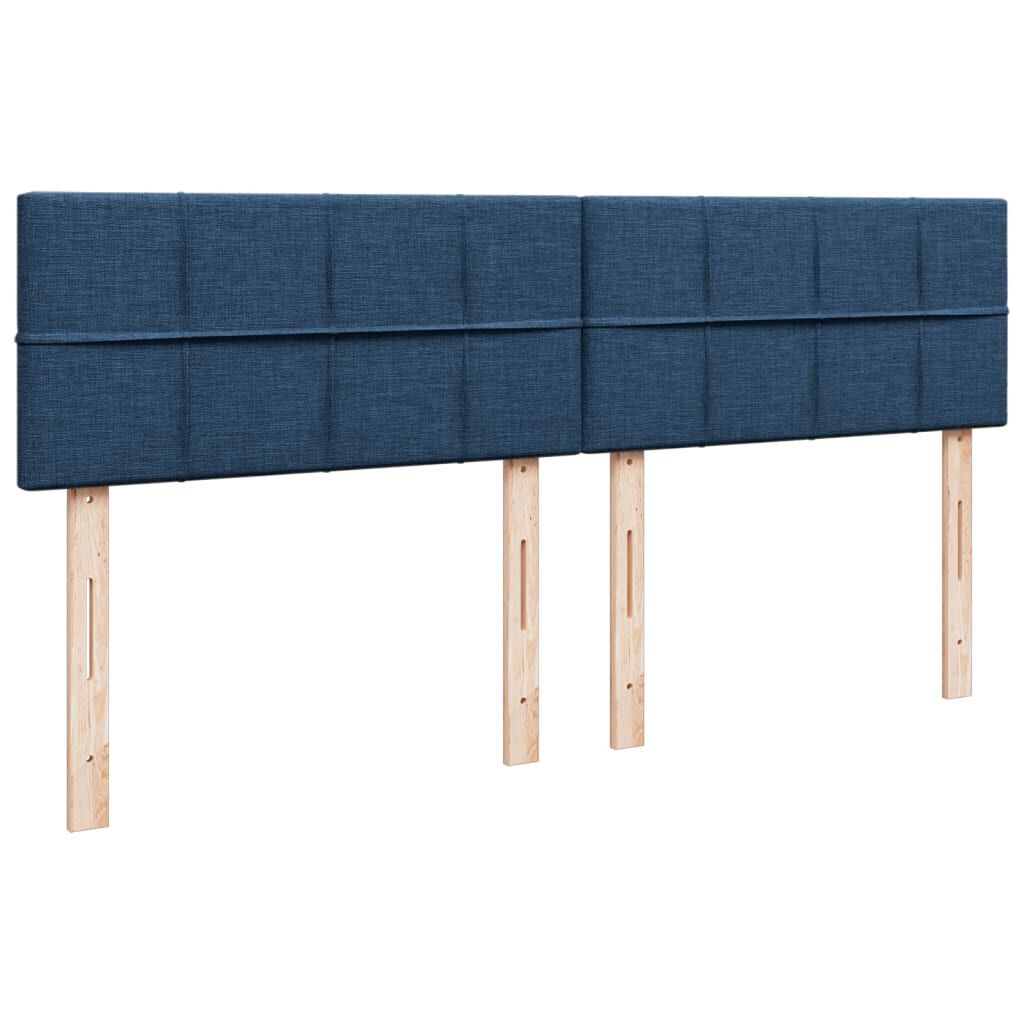 vidaXL Κρεβάτι Boxspring με Στρώμα Μπλε 200x200 εκ. Υφασμάτινο