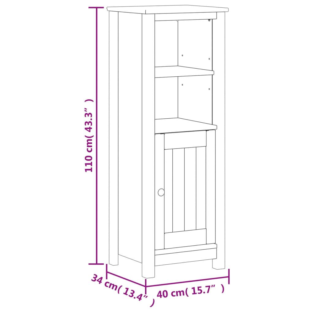vidaXL Ντουλάπι Μπάνιου BERG Λευκό 40 x 34 x 110 εκ. Μασίφ Ξύλο Πεύκου