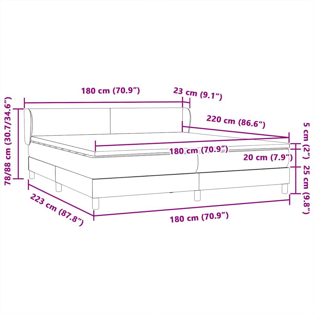 vidaXL Κρεβάτι Box Spring με στρώματα Μαύρο 180x220 cm Βελούδινο