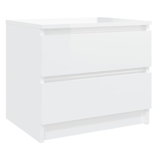 vidaXL Κομοδίνο Γυαλιστερό Λευκό 50 x 39 x 43,5 εκ. από Επεξ. Ξύλο