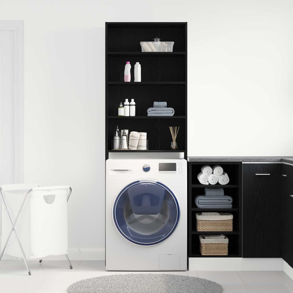 vidaXL Ντουλάπα Πλυντηρίου Μαύρη Βελανιδιά 64x24x190 εκ Επεξεργασμένο Ξύλο
