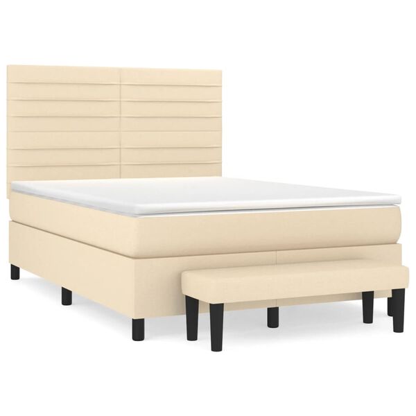 vidaXL &Kappa;&rho;&epsilon;&beta;ά&tau;&iota; Boxspring &mu;&epsilon; &Sigma;&tau;&rho;ώ&mu;&alpha; &Kappa;&rho;&epsilon;&mu; 140x190 &epsilon;&kappa;. &Upsilon;&phi;&alpha;&sigma;&mu;ά&tau;&iota;&nu;&omicron;
