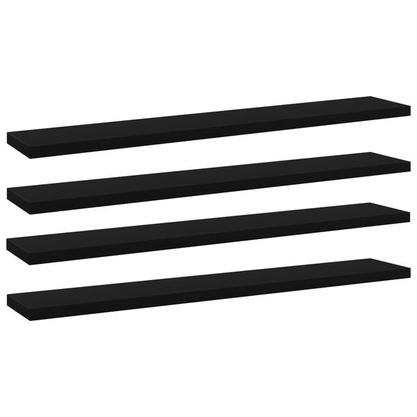vidaXL Ράφια Βιβλιοθήκης 4 τεμ. Μαύρα 60x10x1,5 εκ. από Μοριοσανίδα