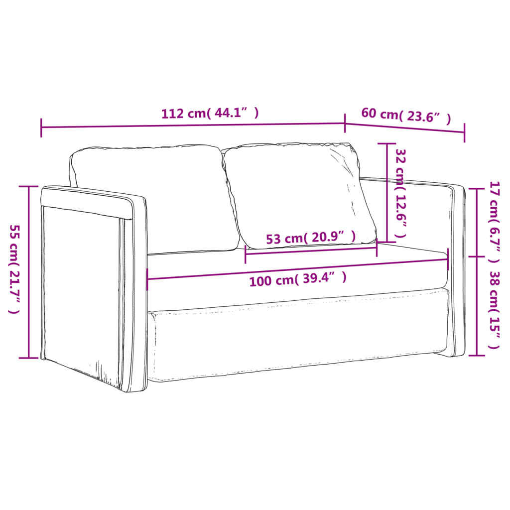 vidaXL Καναπές-Κρεβάτι Δαπέδου 2 σε 1 Κρεμ 112x174x55 εκ. Συνθ. Δέρμα