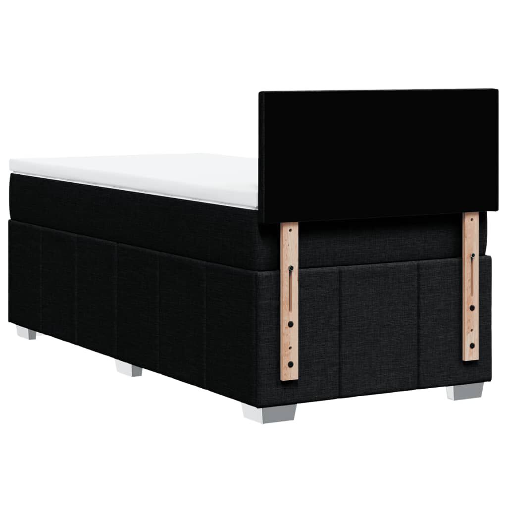 vidaXL Κρεβάτι Boxspring με Στρώμα Μαύρο 90x200 εκ. Υφασμάτινο