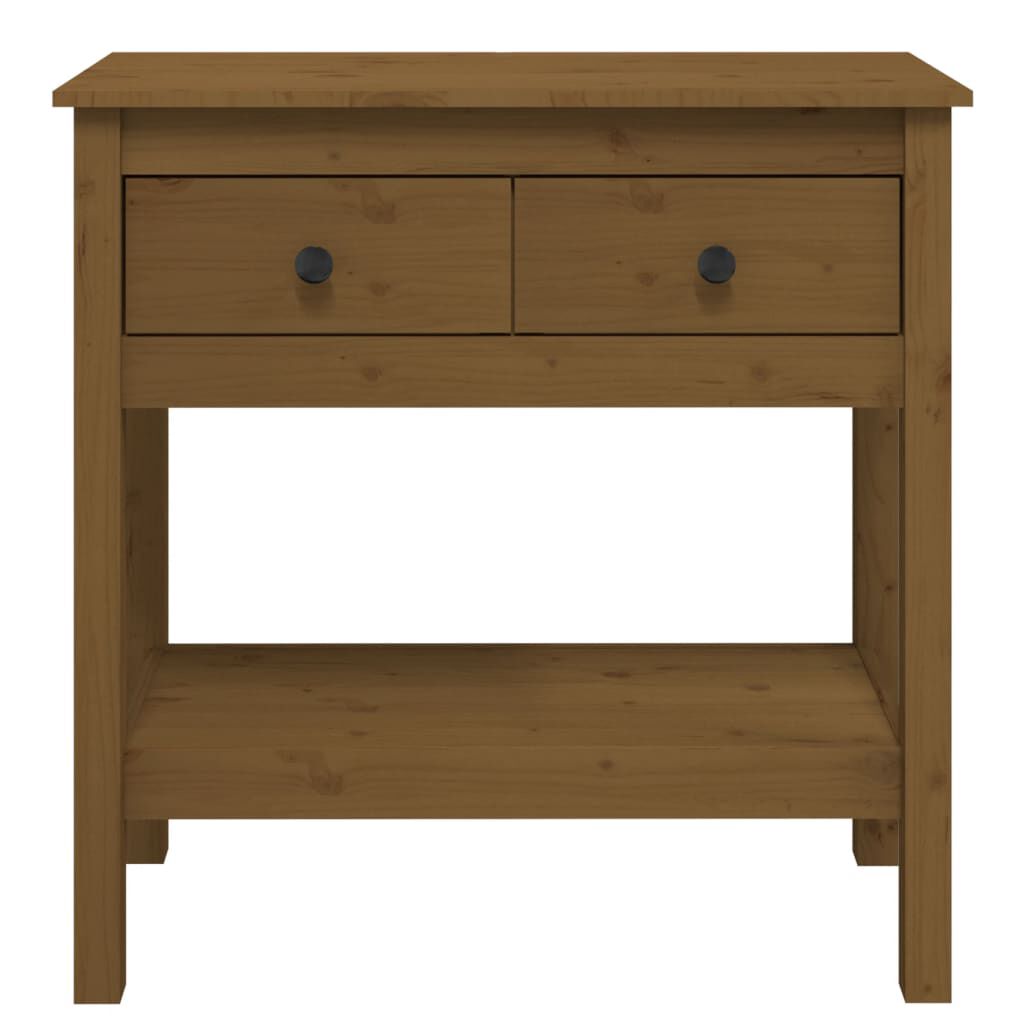 vidaXL Τραπέζι Κονσόλα Καφέ Μελί 75 x 35 x 75 εκ. Μασίφ Ξύλο Πεύκου
