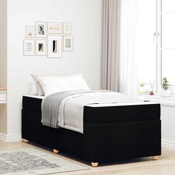 vidaXL Σκελετός Κρεβατιού με στρώμα Μαύρο 90 x 200 cm ύφασμα