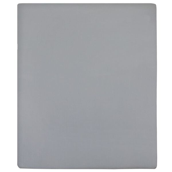 vidaXL Σεντόνια με Λάστιχο 2 τεμ. Γκρι 140x200 εκ. Βαμβακερό Ζέρσεϊ