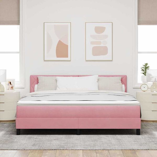 vidaXL Κρεβάτι με ελατήρια με στρώμα Ροζ 180 x 200 cm Βελούδο