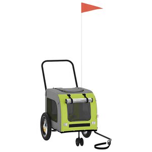 vidaXL Τρέιλερ ποδηλάτου για κατοικίδια με αποθήκευση Πράσινο και γκρι