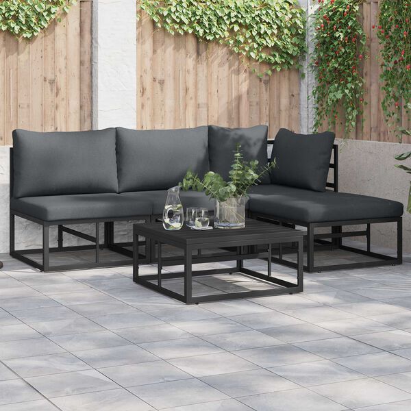 vidaXL Σετ Καναπέ Κήπου 5 pcs Μαύρο 70 x 70 x 32 εκ Αλουμίνιο