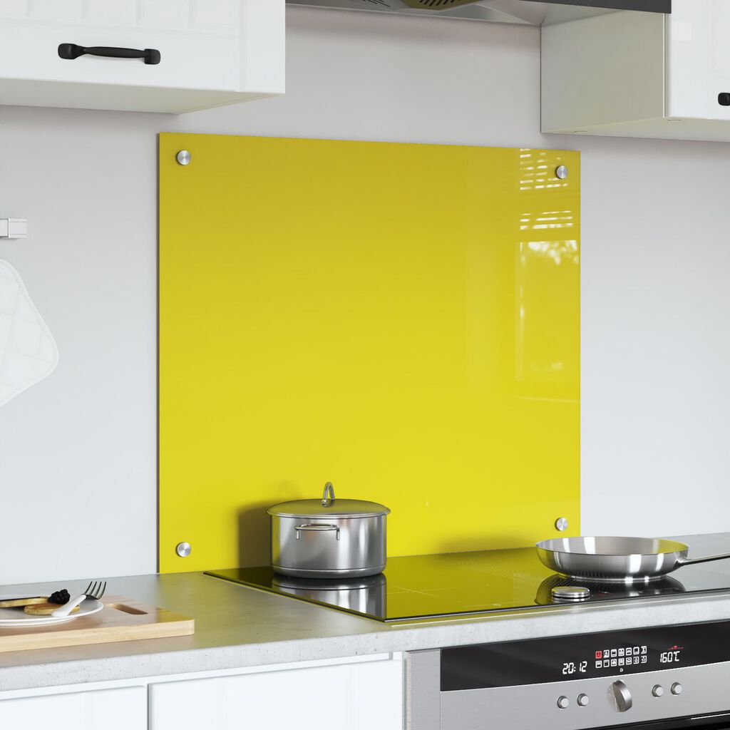 vidaXL Κουζίνα Πίσω Κάλυμμα Κίτρινο 70x60x0,6 εκ Σκληρυμένο Γυαλί