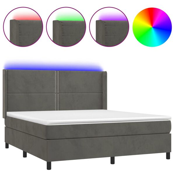 vidaXL &Kappa;&rho;&epsilon;&beta;ά&tau;&iota; Boxspring &mu;&epsilon; &Sigma;&tau;&rho;ώ&mu;&alpha; & LED &Sigma;&kappa;. &Gamma;&kappa;&rho;&iota; 180x200&epsilon;&kappa;. &Beta;&epsilon;&lambda;&omicron;ύ&delta;&iota;&nu;&omicron;