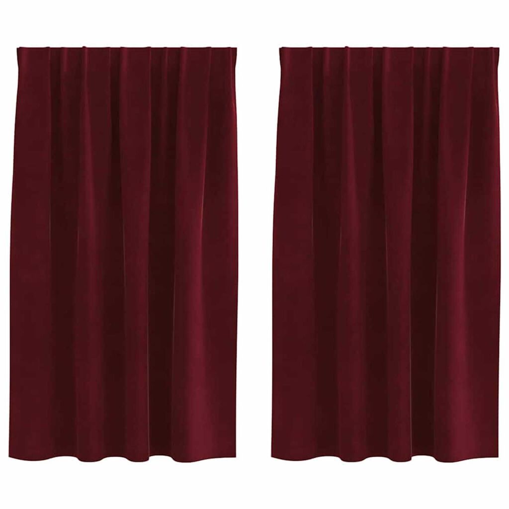 vidaXL Κουρτίνες με κουρτίνες 2 pcs Μπορντό 140 x 140 cm Βελούδο