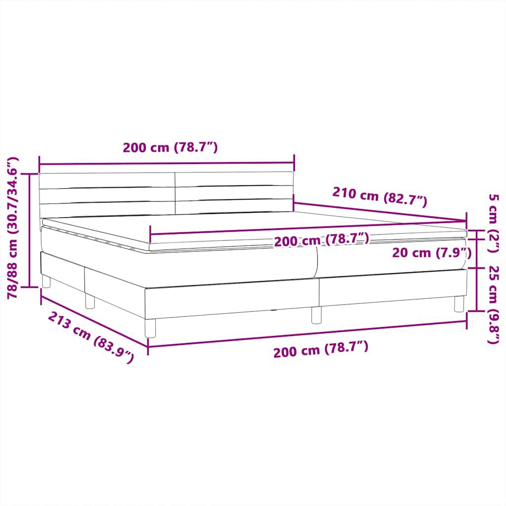 vidaXL Κρεβάτι Boxspring με Στρώμα Σκούρο Γκρι 200x210 εκ. Βελούδινο