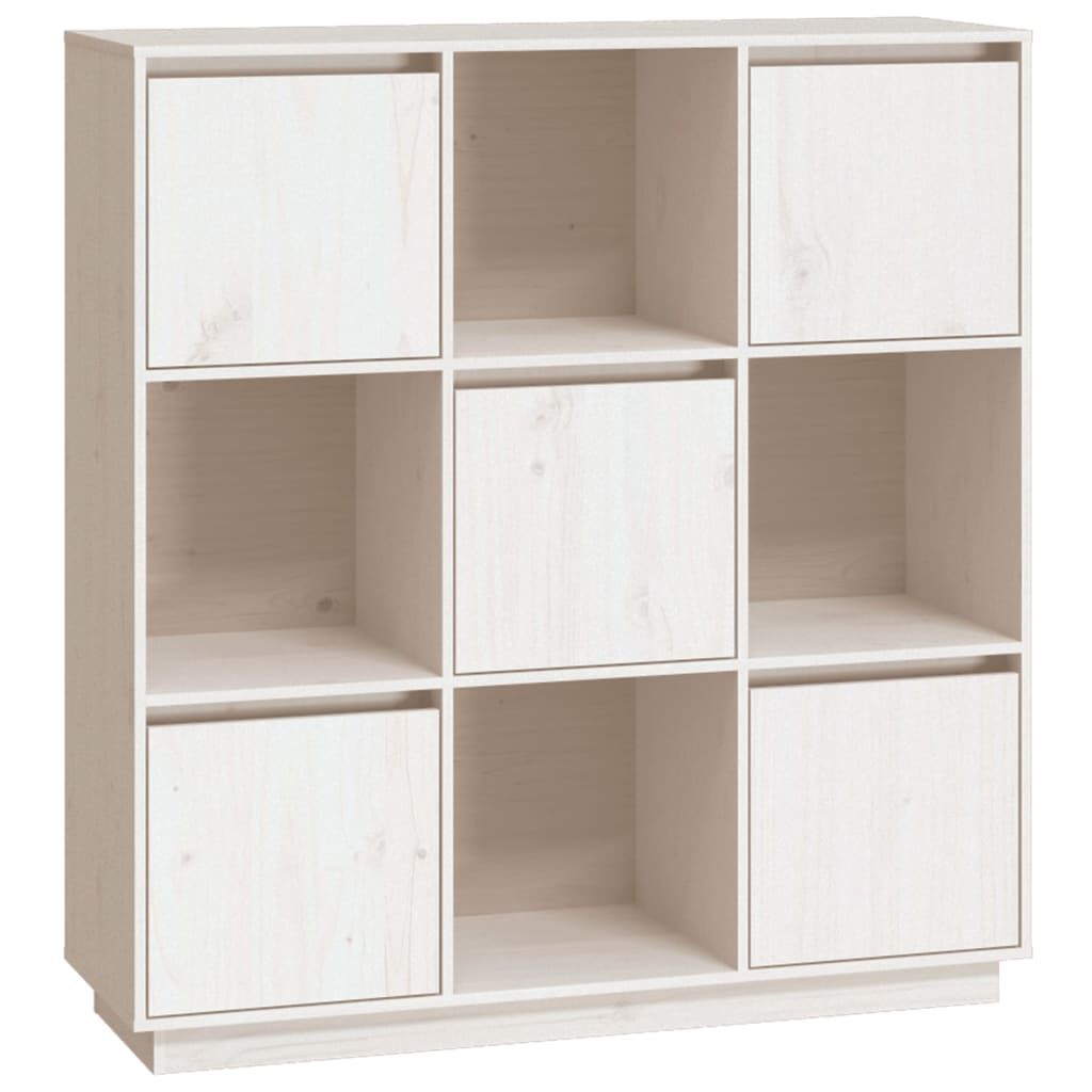 vidaXL Ντουλάπι Ψηλό Λευκό 110,5x35x117 εκ. από Μασίφ Ξύλο Πεύκου