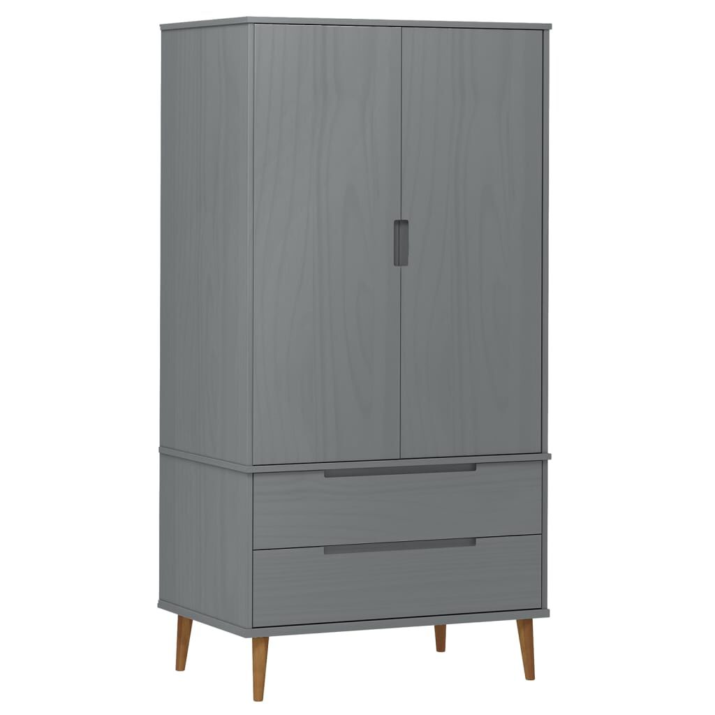 vidaXL Ντουλάπα MOLDE Γκρι 90x55x175 εκ. από Μασίφ Ξύλο Πεύκου