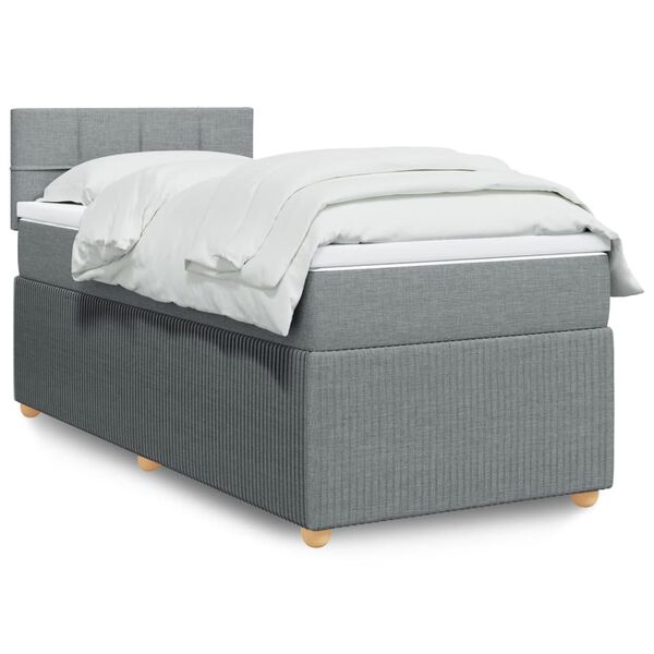 vidaXL Κρεβάτι Boxspring με Στρώμα Ανοιχτό Γκρι 100x200 εκ. Υφασμάτινο
