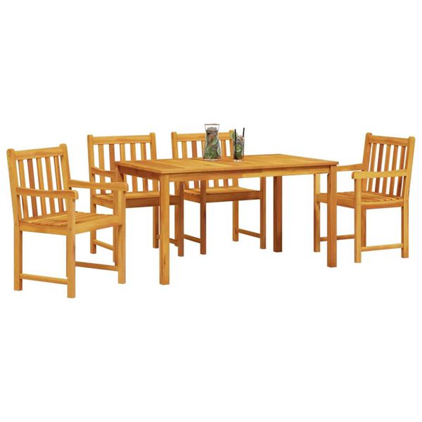 vidaXL Σέτ φαγητού για κήπο 5 pcs Καφέ Μασίφ ξύλο ακακίας
