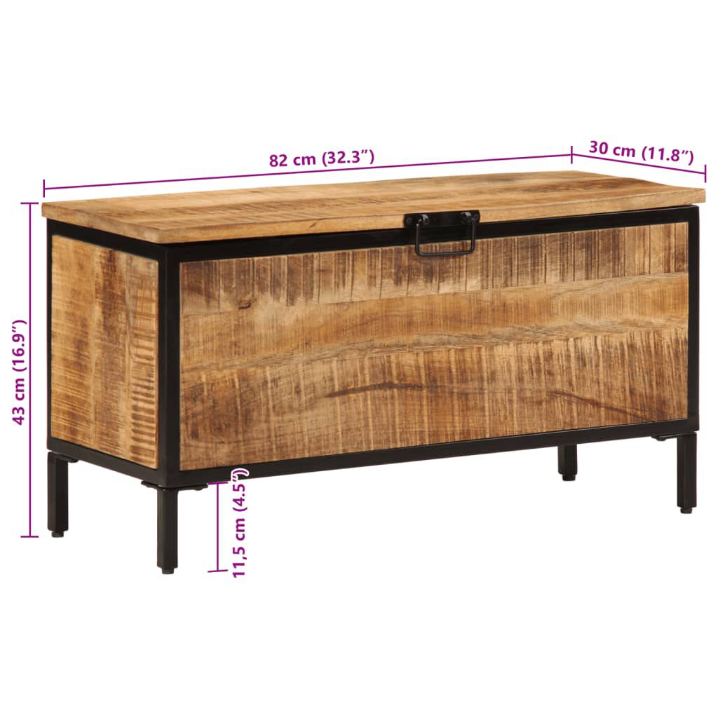 vidaXL Μπαούλο Αποθήκευσης 82 x 30 x 43 εκ. Μασίφ Ακατεργ. Ξύλο Μάνγκο