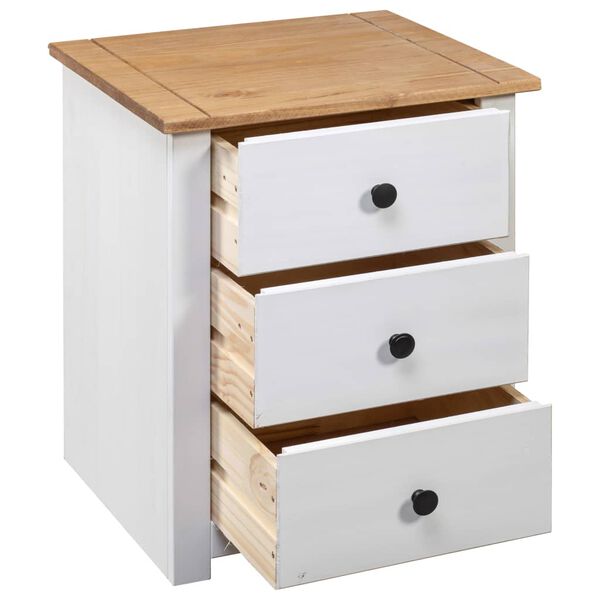 282652 vidaXL Κομοδίνο Λευκό 46x40x57 εκ. από Ξύλο Πεύκου Σειρά Panama