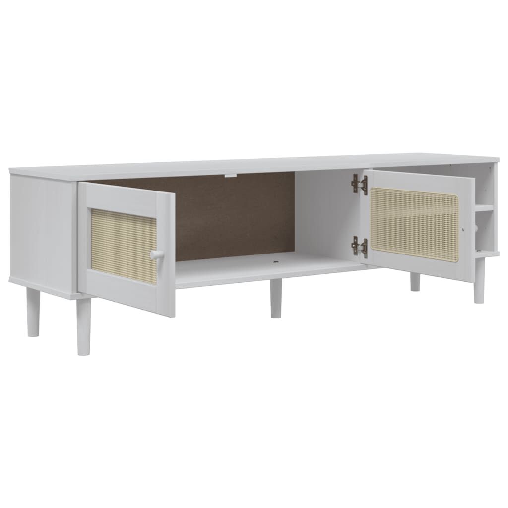 vidaXL Έπιπλο Τηλεόρασης SENJA Λευκό / Ρατάν 158x40x49 εκ. Μασίφ Πεύκο