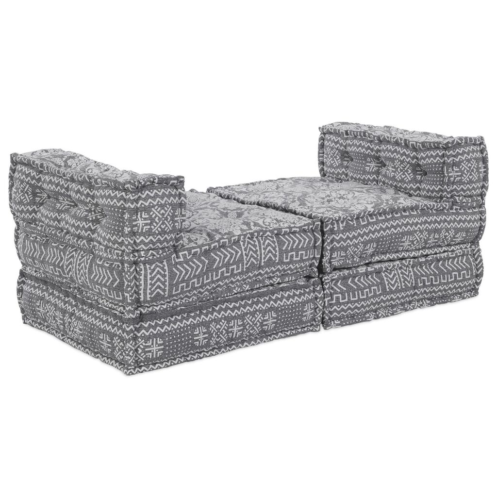 vidaXL Καναπές Με 4 Θέσεις Modular Pouffe, Μετατρέψιμος, Ανοιχτό Γκρι Υφάσμα