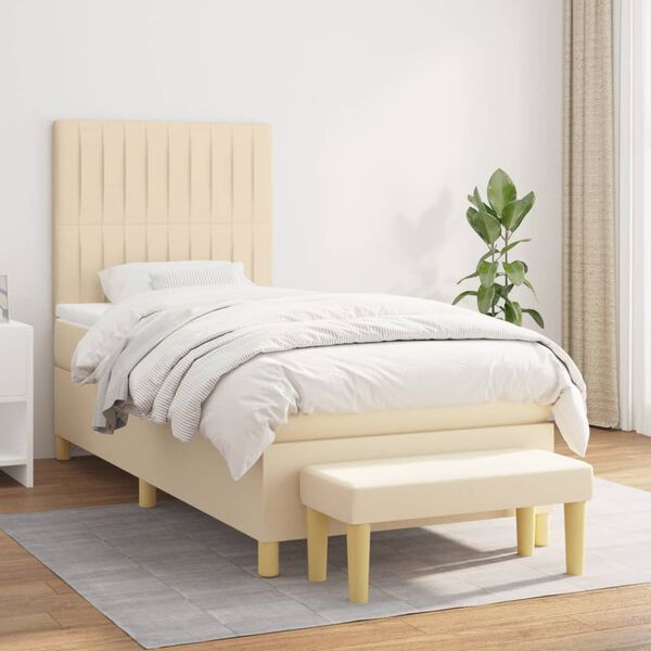 vidaXL &Kappa;&rho;&epsilon;&beta;ά&tau;&iota; Boxspring &mu;&epsilon; &Sigma;&tau;&rho;ώ&mu;&alpha; &Kappa;&rho;&epsilon;&mu; 80 x 200 &epsilon;&kappa;. &Upsilon;&phi;&alpha;&sigma;&mu;ά&tau;&iota;&nu;&omicron;