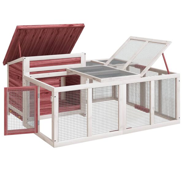 vidaXL Κλουβί Κουνελιών Μόκα 144 x 123 x 67,5 εκ. Μασίφ Ξύλο Πεύκου